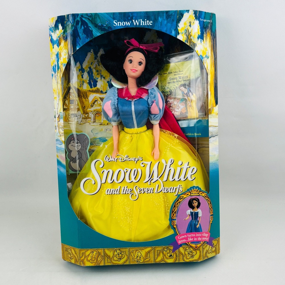 Disney Classics Snow White Doll 1992 Mattel 7783 2-in-1 Gown Little Golden Book